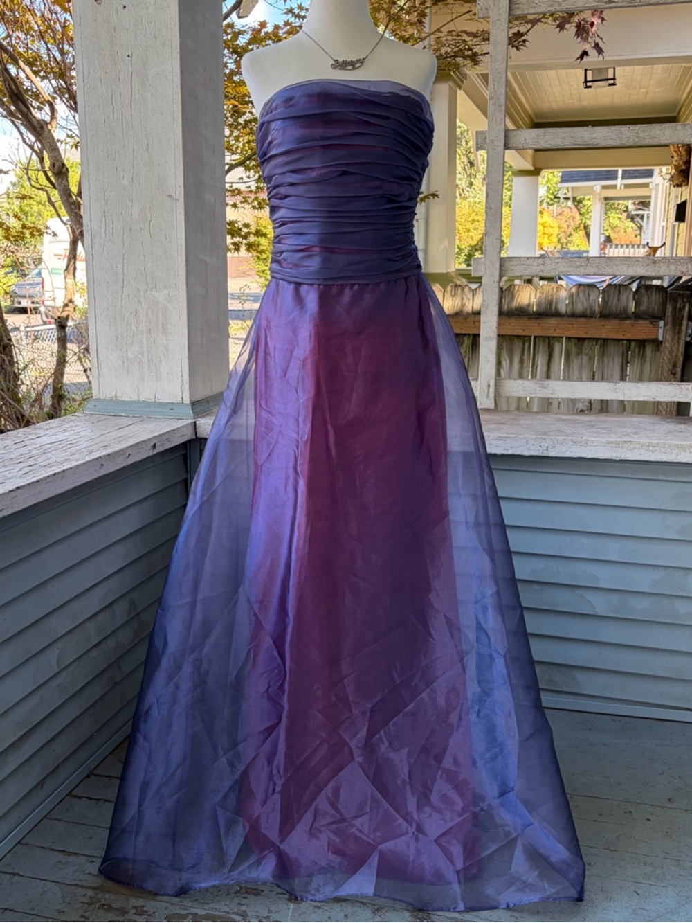 Vintage 90s Purple Color Shift Strapless Prom Dress Whimsygoth Fairycore